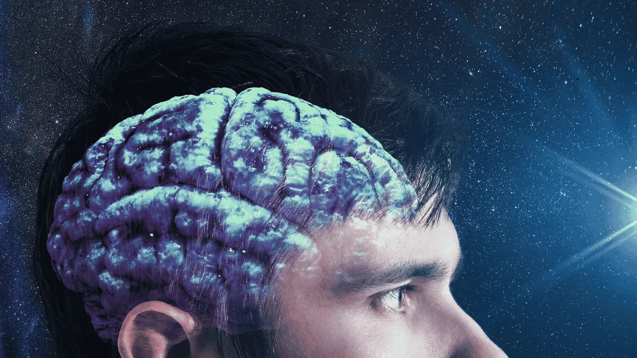 Illuminated brain as a symbol of consciousness