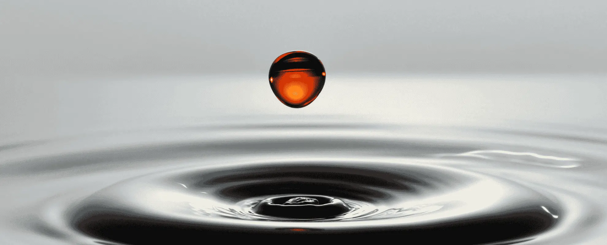 A drop falling onto the surface of water and creating ripples